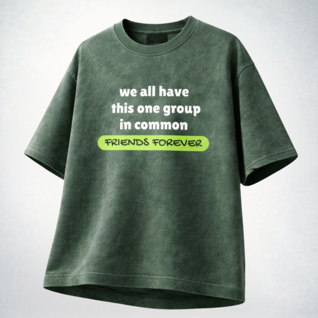 Friends Forever Green Acid Wash Oversized T-Shirt