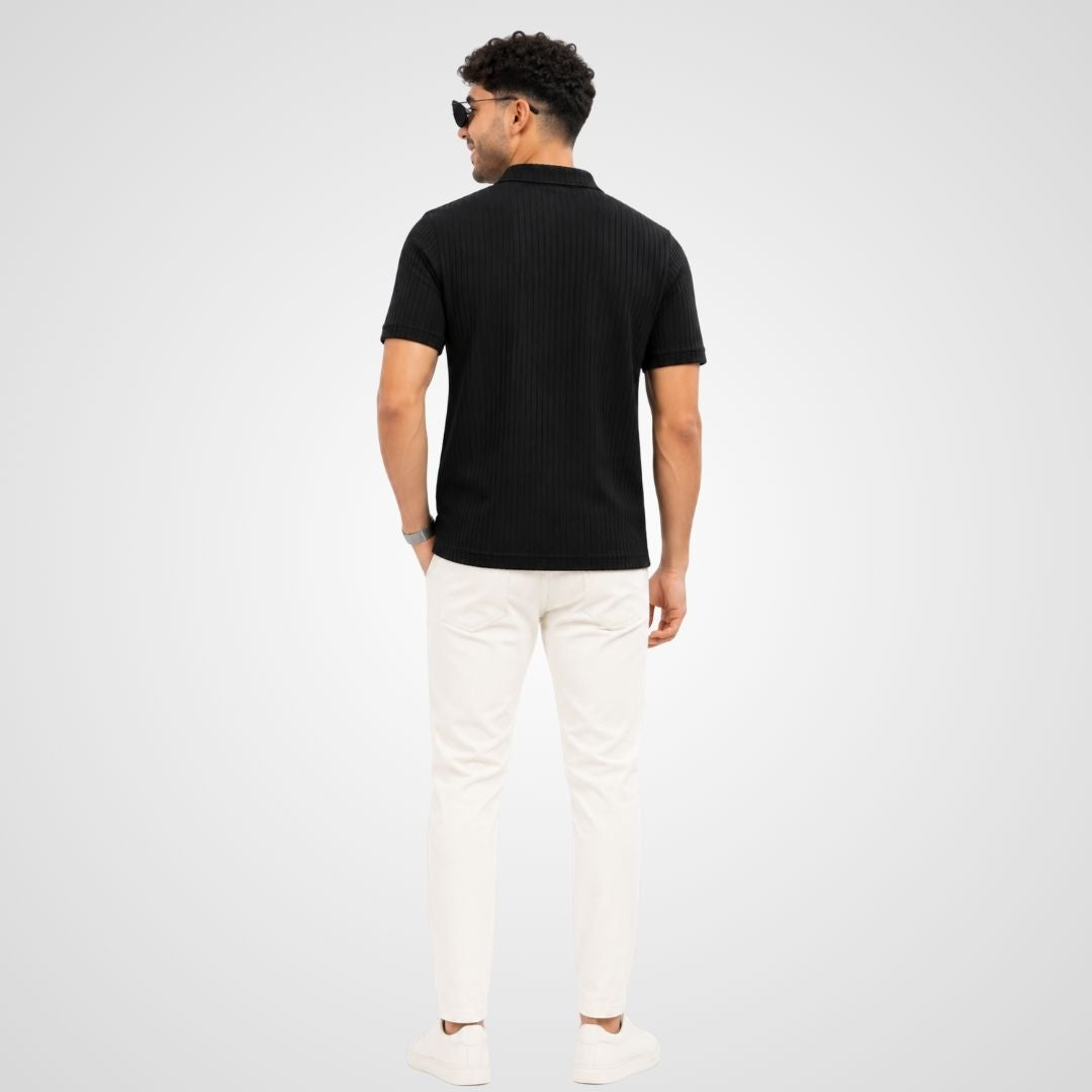 Black Textured Polo