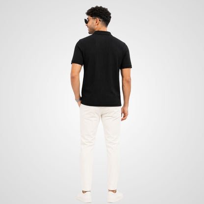 Black Textured Polo