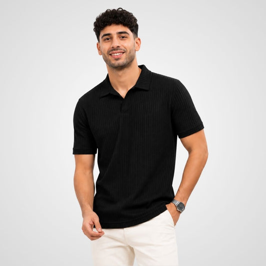 Black Textured Polo