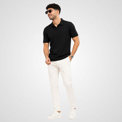Black Textured Polo