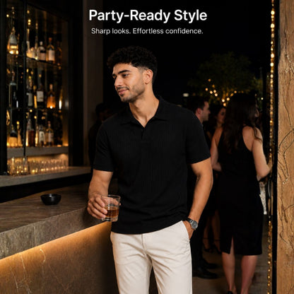 Black Textured Polo