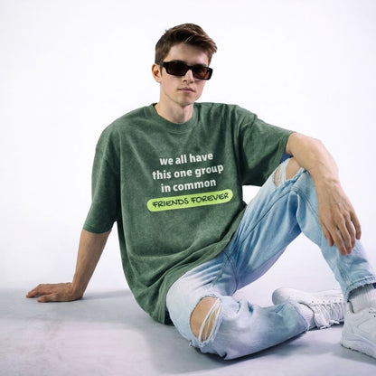 Friends Forever Green Acid Wash Oversized T-Shirt