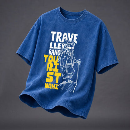 Tourist Nahi Traveller Blue Acid Wash Oversized