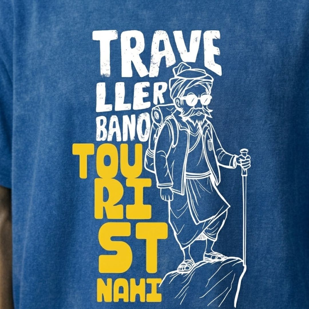 Tourist Nahi Traveller Blue Acid Wash Oversized