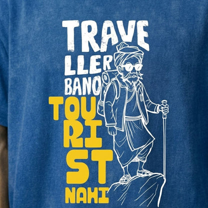 Tourist Nahi Traveller Blue Acid Wash Oversized