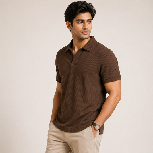 Walnut Textured Polo