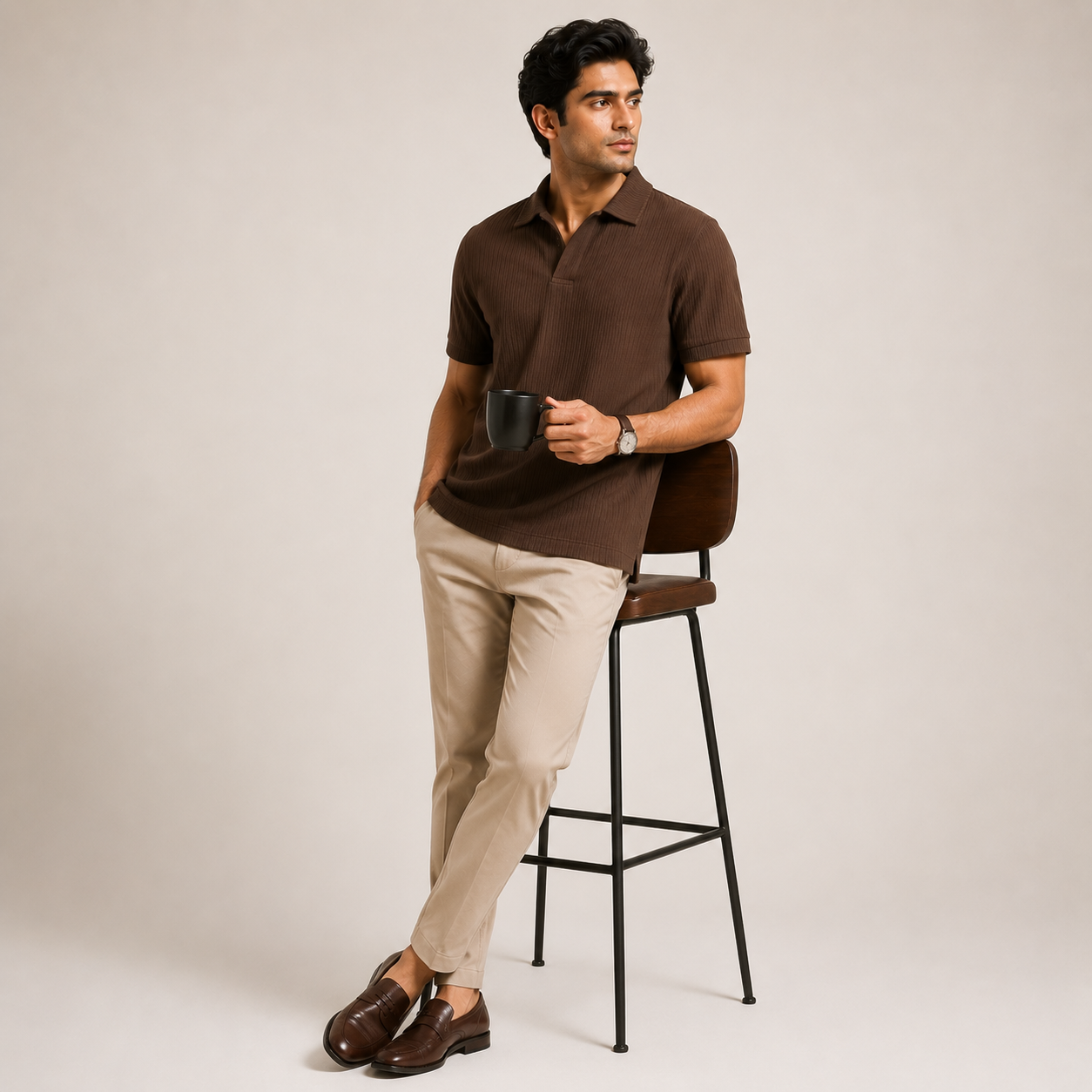 Walnut Textured Polo