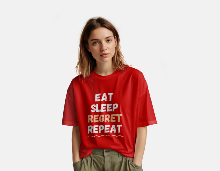 Free Woman Wearing Oversized T-Shirt Mockup (2)