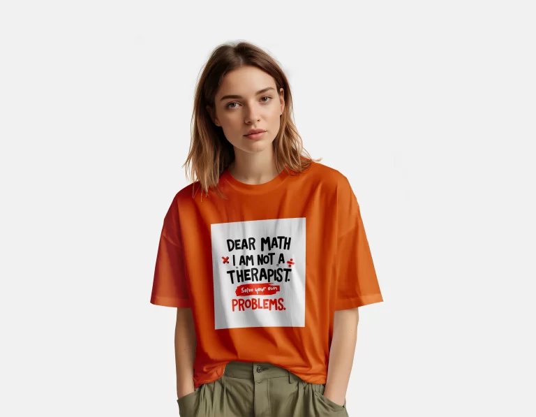 Free Woman Wearing Oversized T-Shirt Mockup (2)