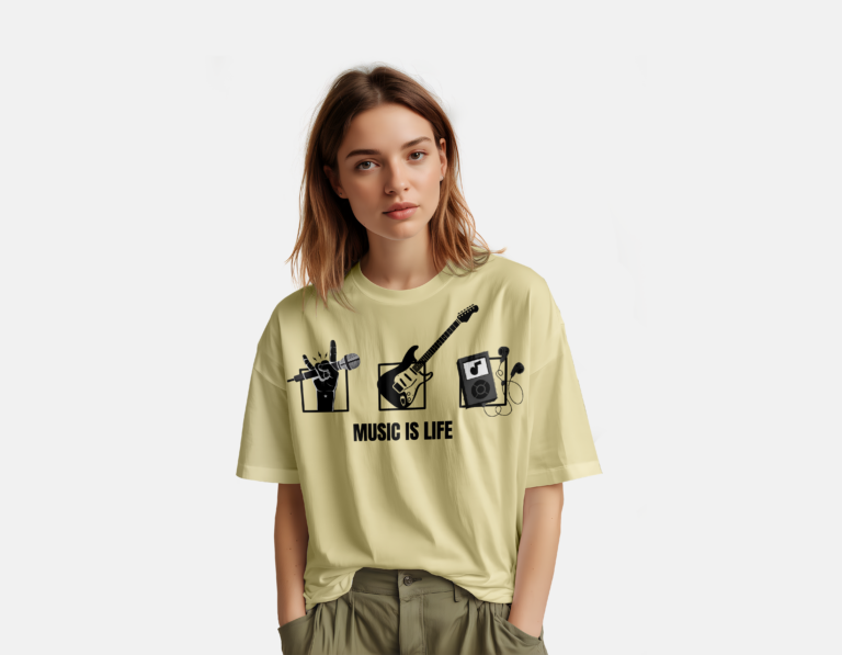 Free Woman Wearing Oversized T-Shirt Mockup
