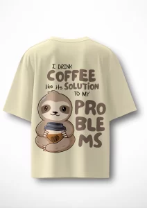 Coffee Sloth Unisex Oversized T-Shirt