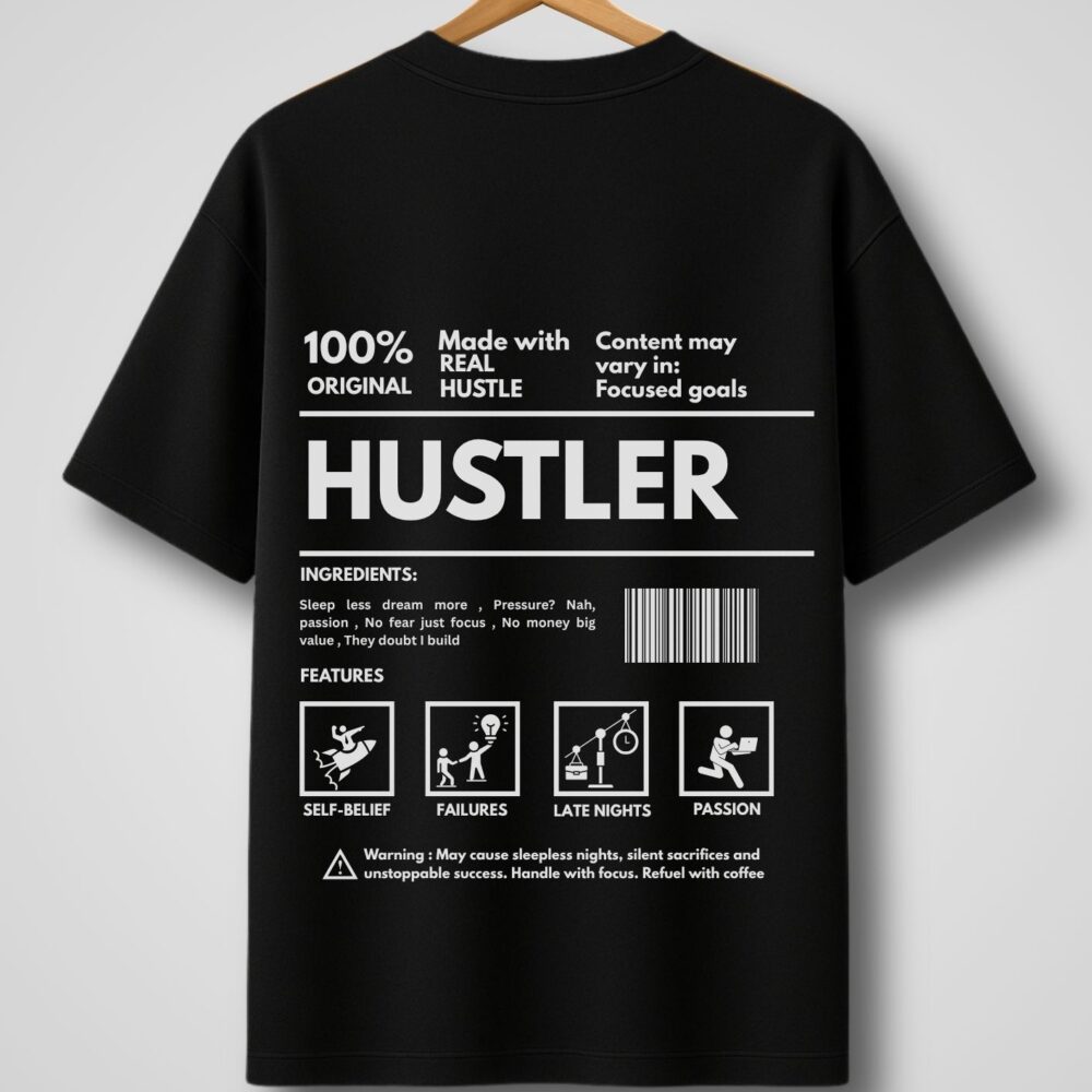 Hustler Oversized T-Shirt  – Grind, Glow & Go Beyond