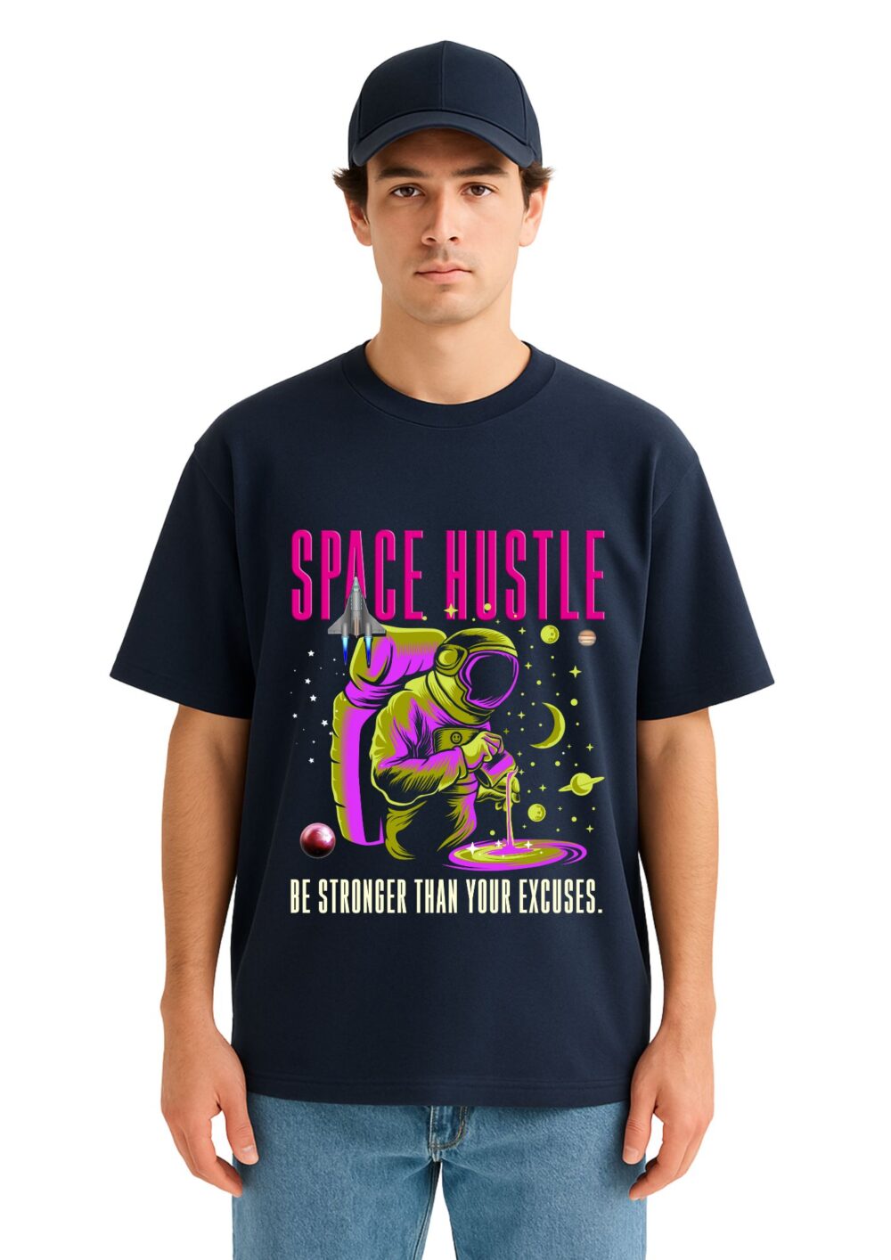 Oversized T-Shirt - Space Hustle Front - Image 2