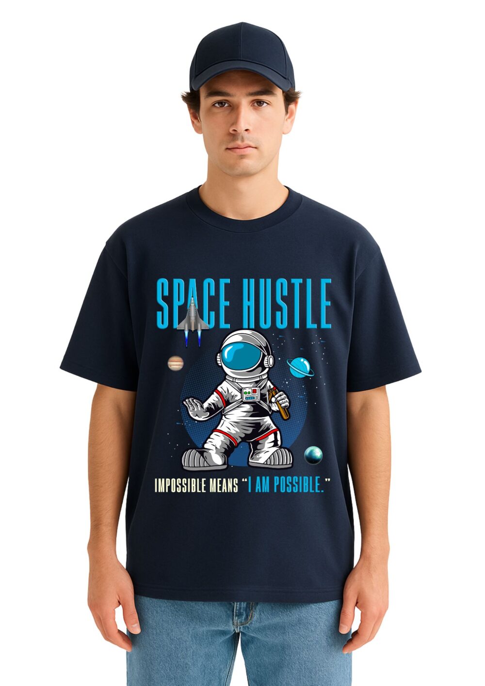 Oversized T-Shirt - Space Hustle Front - Image 2