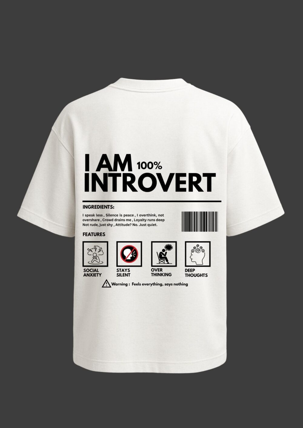 Oversized T-Shirt Introvert  – Silence Speaks Louder - Image 3
