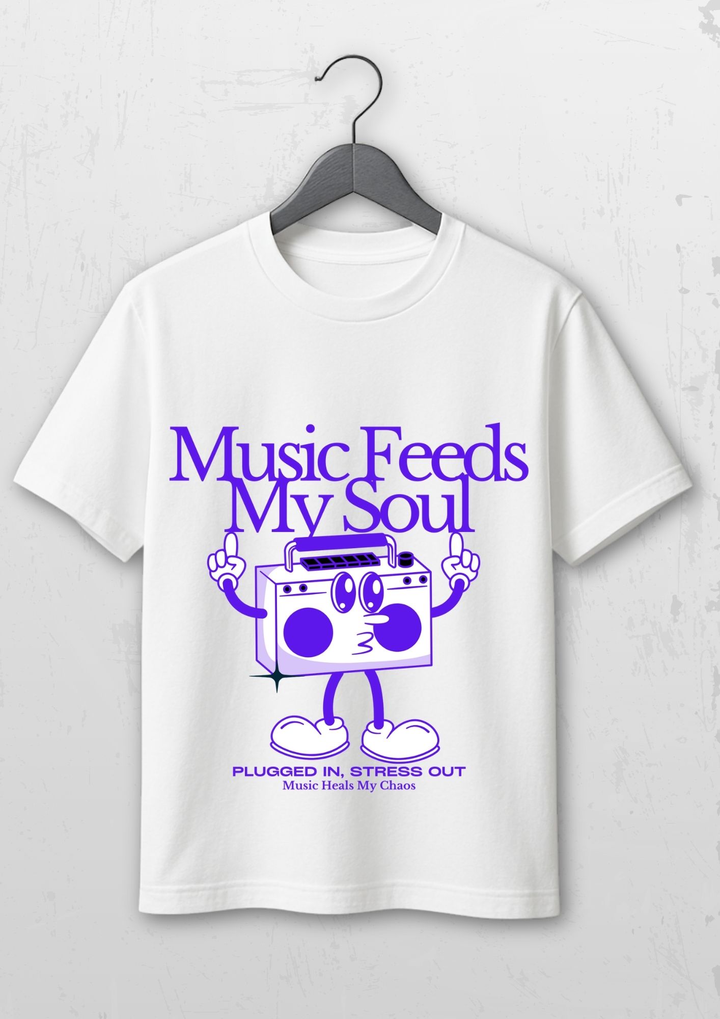 Men’s Classic T-Shirt - Music Feels Good by Lufit | Cotton Tee for Music Lovers - Image 3