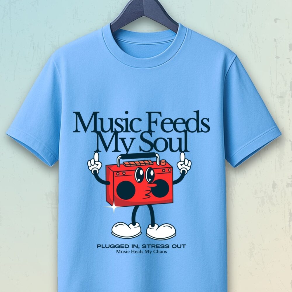 Men’s Classic T-Shirt - Music Feels Good by Lufit | Cotton Tee for Music Lovers