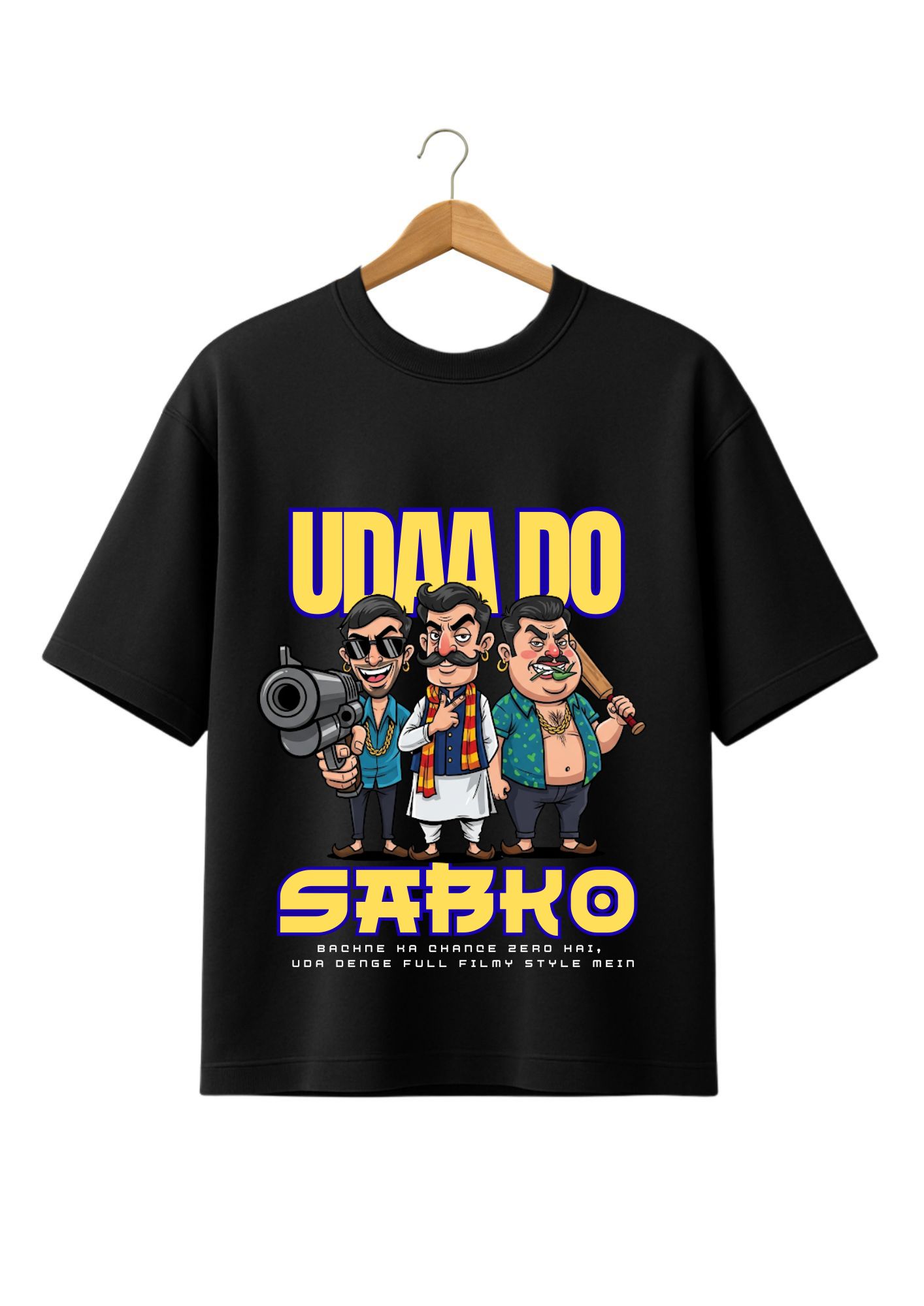 Oversized Desi T-shirt – Funky Criminal in Funky World - Image 4