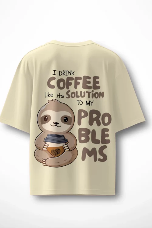Coffee Sloth Unisex Oversized T-Shirt