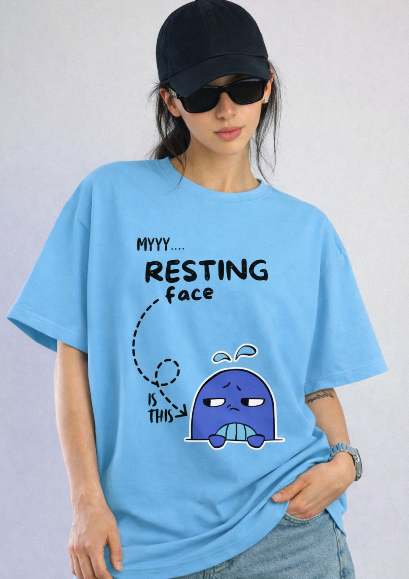 Lufit Resting Face Women’s Oversized T-Shirt | 240 GSM Premium Cotton Graphic Tee India
