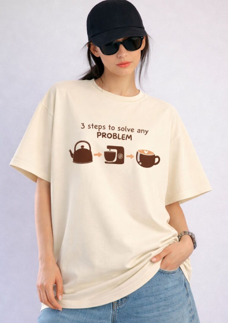 Lufit Coffee Addict Oversized T-Shirt | 240 GSM Premium Cotton Graphic Tee India