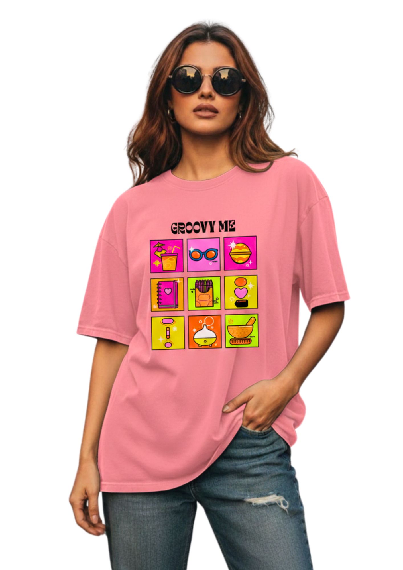 Oversized beige T-shirt made from 240 GSM premium cotton, featuring a relaxed boxy fit, drop shoulders, round crew neck, and soft heavyweight fabric for a structured yet comfortable look.